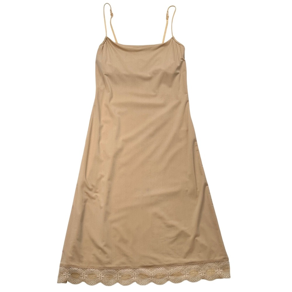 Eberjey Womens Lace Trim Full Slip Under Dress SM/M Beige Croquette Bodycon